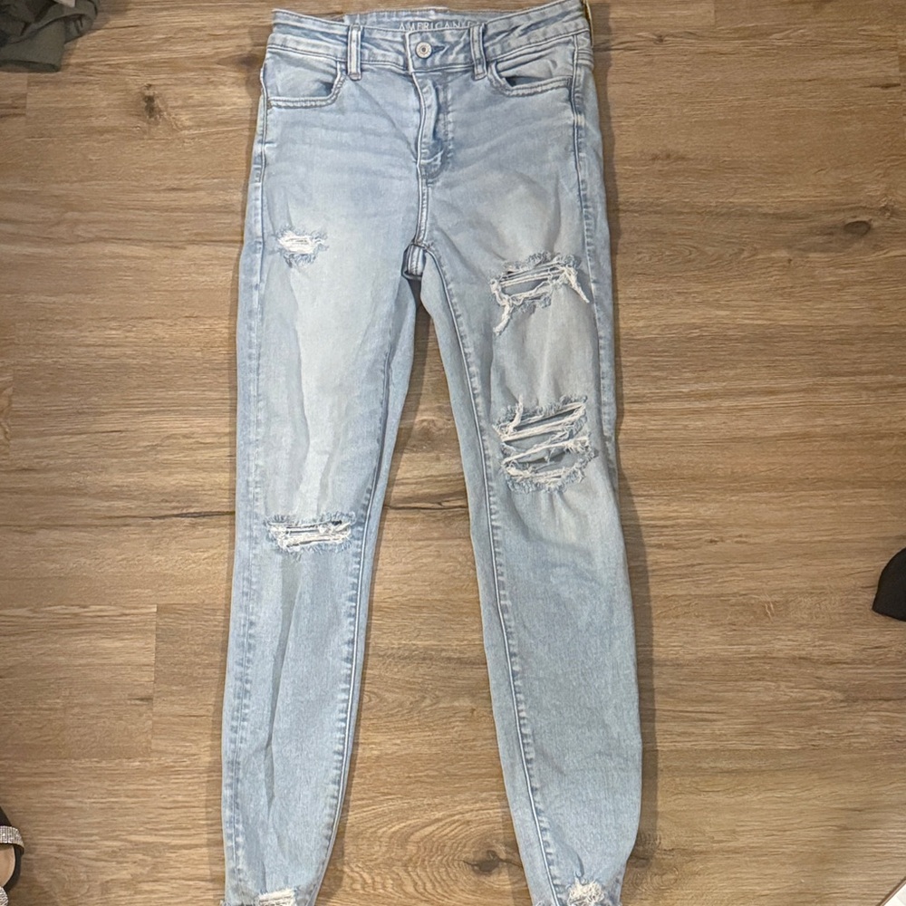 American Eagle Outfitters Light Blue Ripped Skinny Jeans